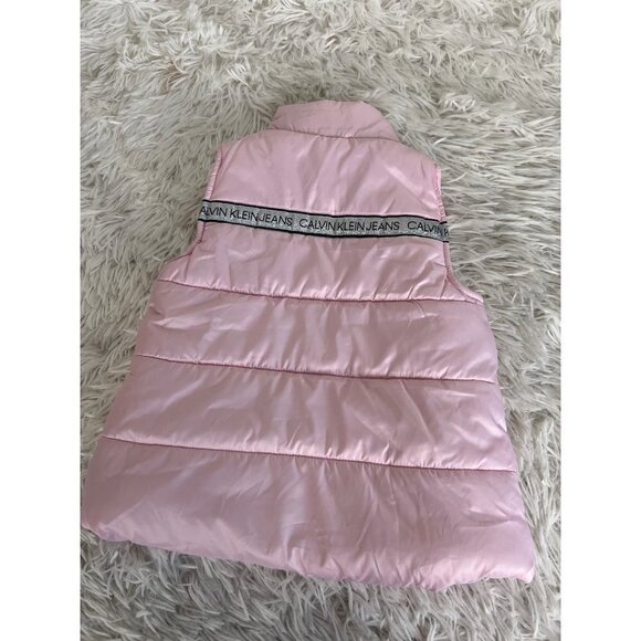 Calvin Klein 2T Puffer Vest Pink and Silver Spellout - Picture 4 of 4